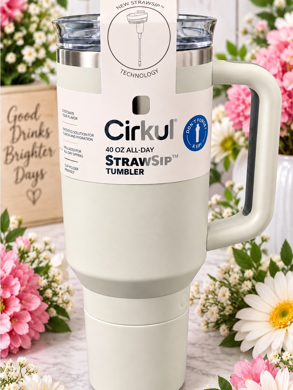 Cirkul 40 oz StrawSip Tumbler - Sage Light Gray